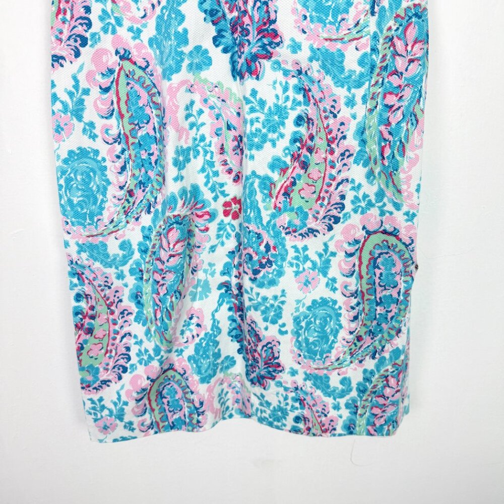 Talbots Petite Fresco Paisley Sheath Dress Sleeveless Blue Size 2P 2 Petite EUC - Picture 9 of 10